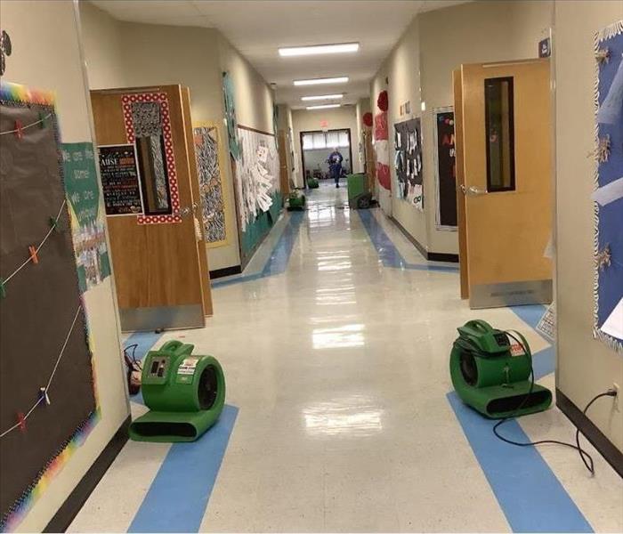 water damage from storm in school