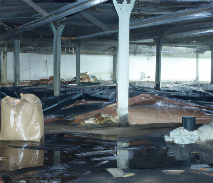 water damaged warehouse